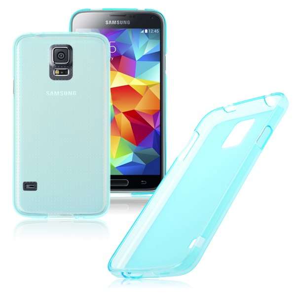 Galaxy S5 TPU Gel Soft Transparent Blue Case Back Cover for new Samsung Galaxy S 5