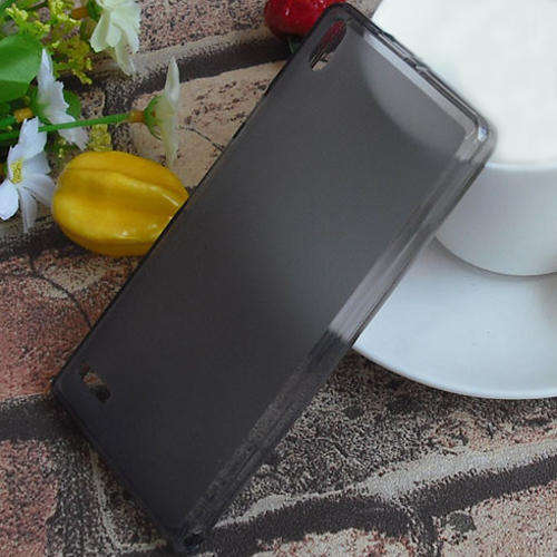 Huawei P6, Silicon see through Back Cover + Free Screen protector - Black