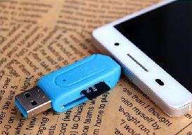 OTG - USB 2.0 to Micro USB Adapter with SD + Micro SD/T Flash card reader up to 32Gig