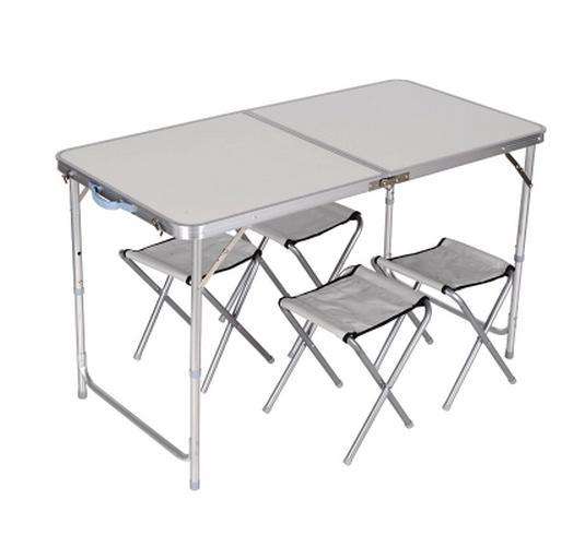 Portable Aluminium picnic table with 4 chairs - Folding Table Set