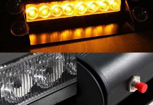 8Multi function Flashing LED Emergency Dashboard strobe warning LED light - Amber/Orange