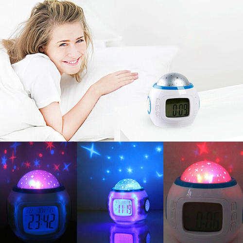 Music Starry Star Sky Projection LED Calendar Thermometer Digital Alarm Clock