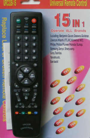 URC - 22B Universal Remote Control, tv, video, dvd, dstv, Hi-Fi, Amp. 15 In 1