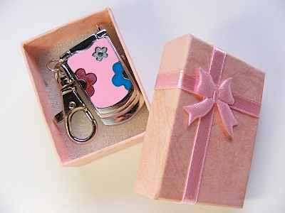 PINK + FLOWER POCKET / KEYRING CELLPHONE WATCH - EXCELLENT GIFT