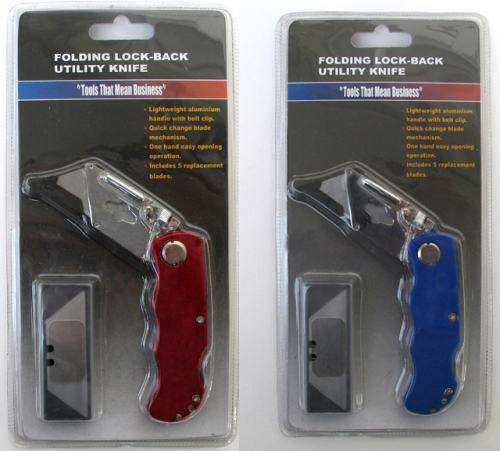 FOLDING LOCK-BACK UTILITY KNIFE ( COLOR RED )