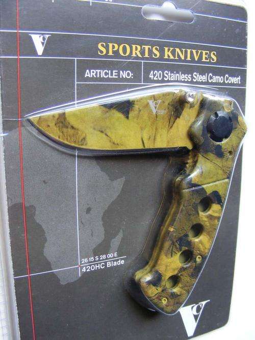 Pocket Sports Knive 420 Stainless steel - Outdoor Green Camo Bush Pattern