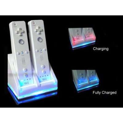 Wii Bluelight dual charging station with free 2 x 2800mAh battery packs