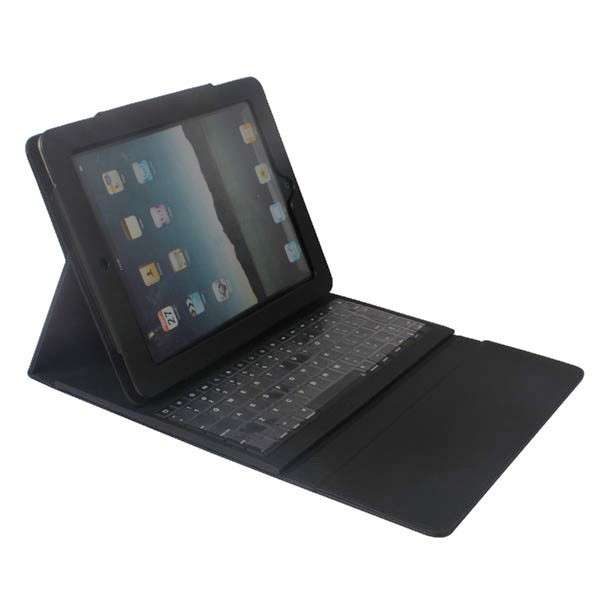 IPAD 1 OR IPAD 2 BLACK LEATHER COVER WITH BLUETOOTHKEYBOARD
