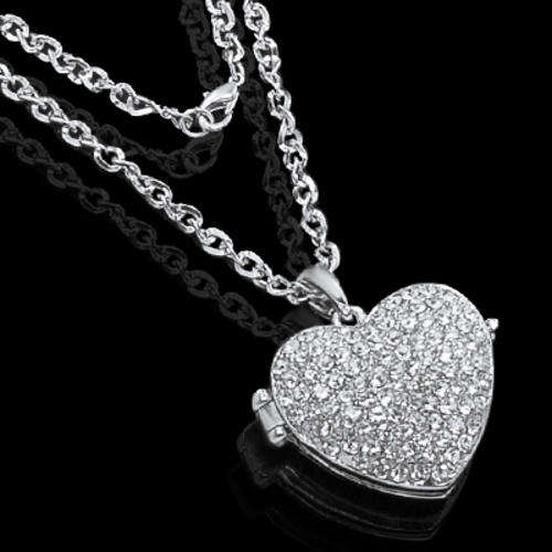 Photo frame locket with silver tone necklace chain