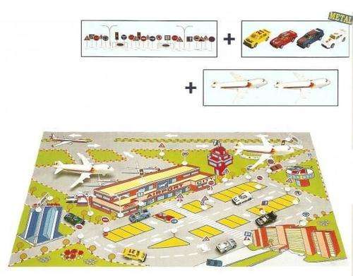 Plane airport city playmat with metal cars and planes - ON SALE