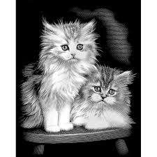 Reeves art scraperfoil kittens cat