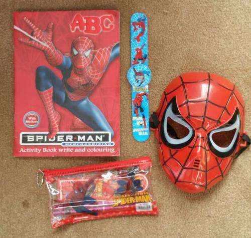 Spiderman mask activity book stationary set slap watch gift set