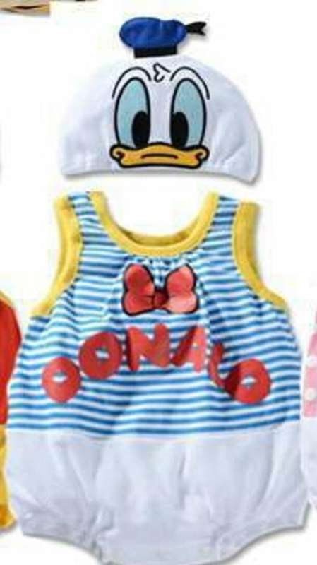baby Disney donald duck romper beanie clothing set 1-2 years