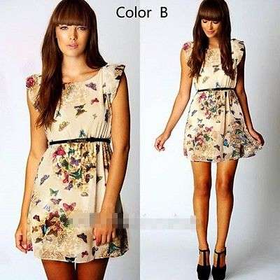 ladies fashion butterfly casual dress chiffon
