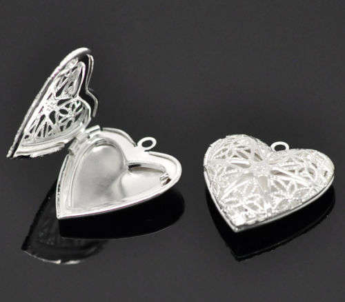 wholesale silver heart photo locket pendant for necklace x10