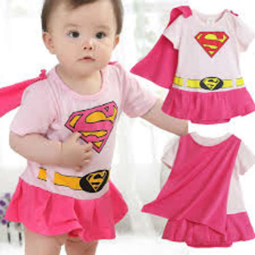 baby toddler superhero supergirl romper with cape 9-12 months