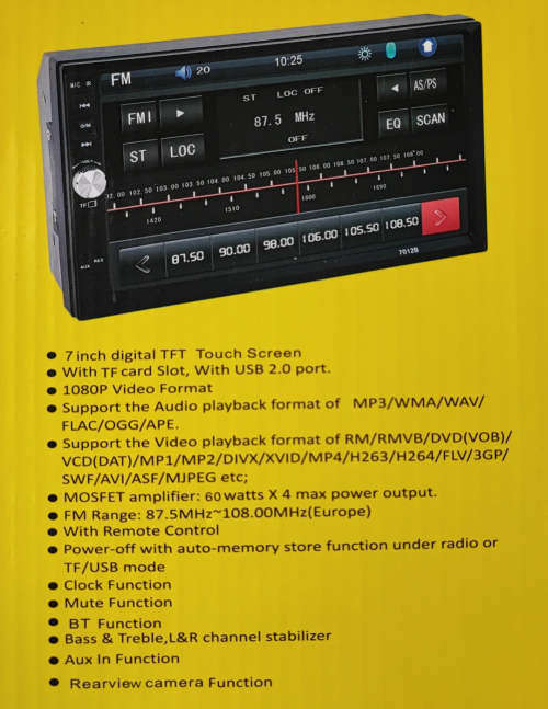 ANDOWL Q-CA777 7 Inch Double Din In-Dash MP5 Car Radio With Hands Free Phone Function and icast