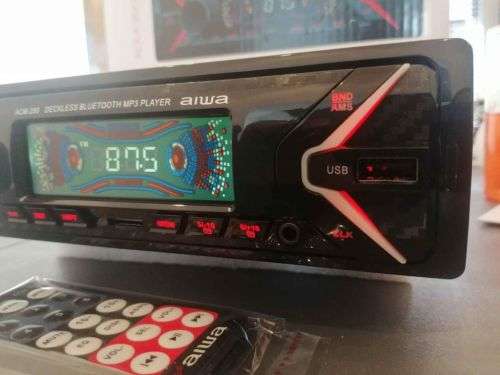 Carbon Fiber Finish Aiwa Bluetooth Mp3 USB Handfree Radio