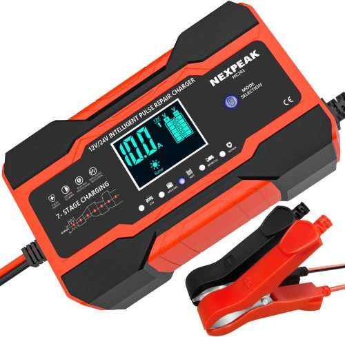 12V/24V Smart Fully Automatic Battery Charger Maintainer Trickle Charger w/ Temperature Compensation