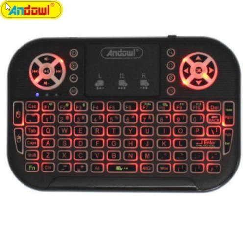 7 Color LED Andowl Q-K700C Wireless Keyboard with Touchpad English
