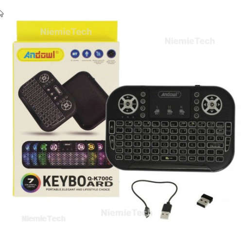 7 Color LED Andowl Q-K700C Wireless Keyboard with Touchpad English