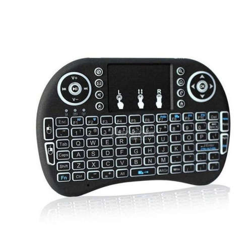 Mini RGB wireless keyboard with 7-color backlight and touchpad remote