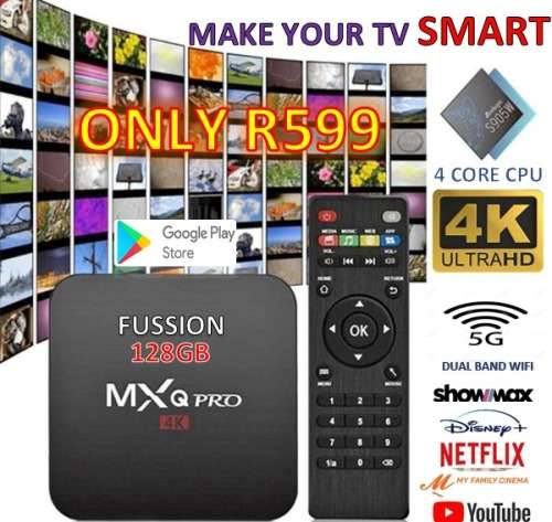 128GB TV BOX 5G WIFI. Android 10,All Local apps compatible