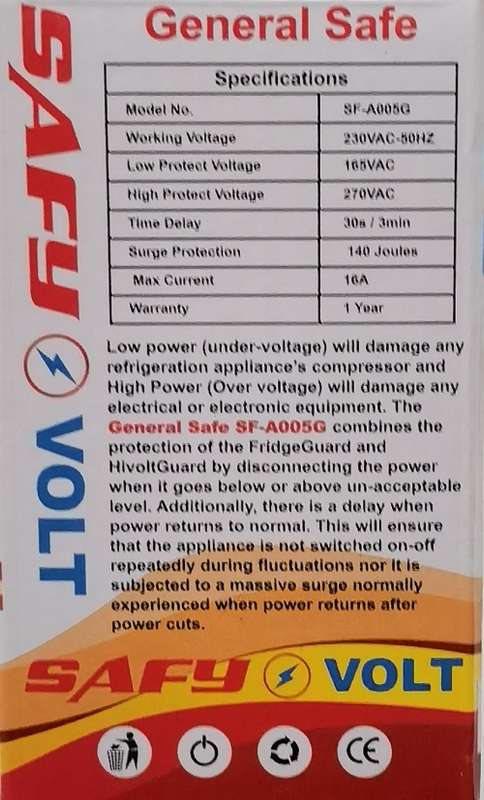 Protect your Electronics and appliances SAFY General Safe AUTOMATIC VOLTAGE PROTECTION