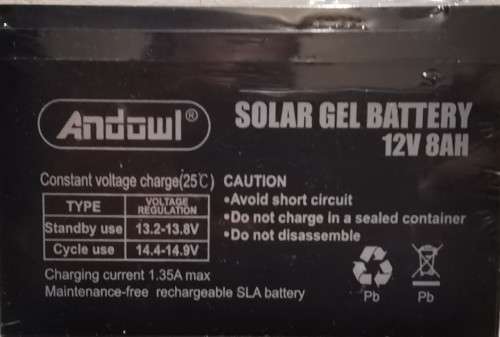 12V 8A Alarm Battery Gel Battery for Alarms, Gate, UPS, CCTV, Security Systems