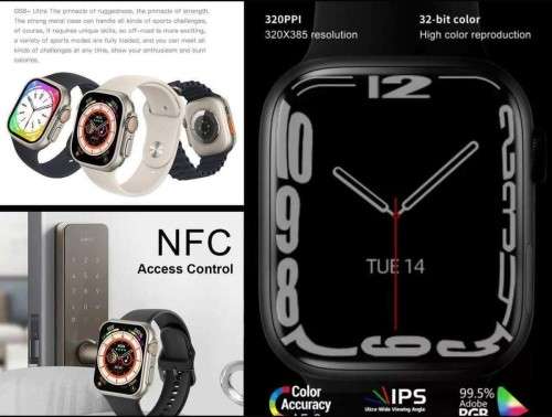 Watch 8 Max RED Strap Smartwatch BT Calling NFC Call Logs