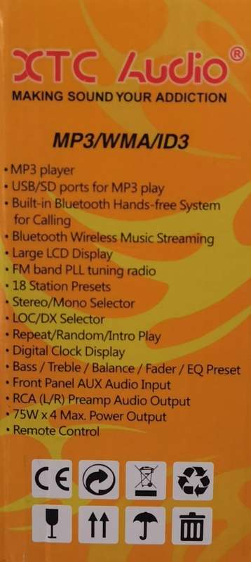 XTC  Single Din BUMRER 75Watt X 4 Multimedia Car Radio