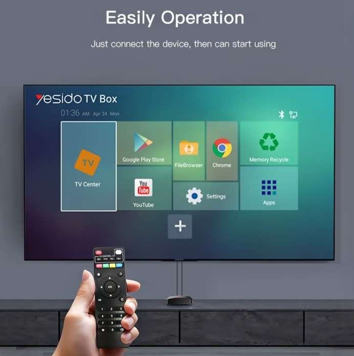 Yesido Android 12 4K Smart TV Box with 16gb Rom Compatible with all Local Apps