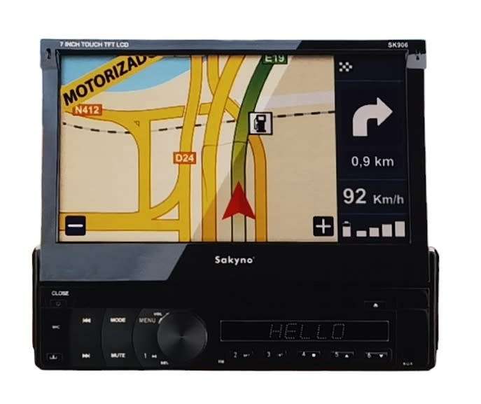 Sakyno Single Din 7` HD Touch Screen DVD, Navigation, Bluetooth, TV & Remote Detachable Face