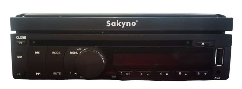 Sakyno Single Din 7` HD Touch Screen DVD, Navigation, Bluetooth, TV & Remote Detachable Face