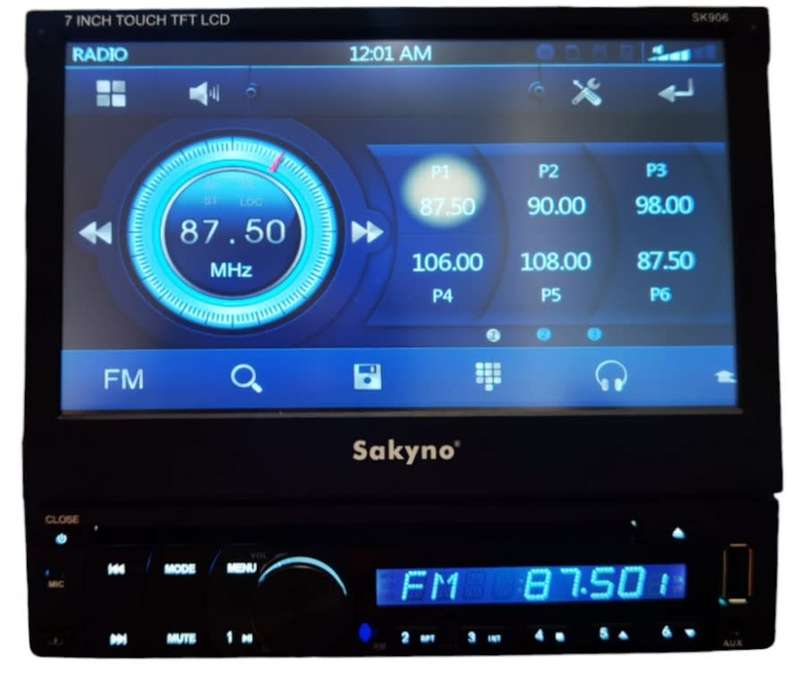 Sakyno Single Din 7` HD Touch Screen DVD, Navigation, Bluetooth, TV & Remote Detachable Face