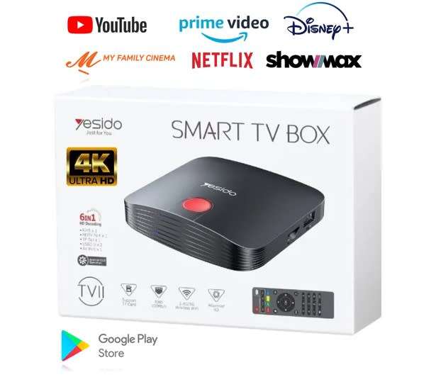 Yesido Android 12 4K Smart TV Box with 16gb Rom Compatible with all Local Apps