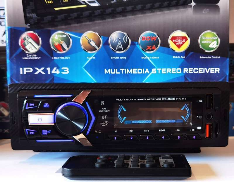 80W x 4 ICE POWER CARBON High Output Single Din Multimedia Head Unit 7 Color Changing Led