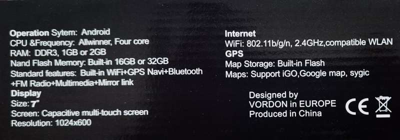 SOAK Android TS7`Touch Screen GPS Car Radio Google Maps Wifi 32GB Storage, Designed VORDON in EU