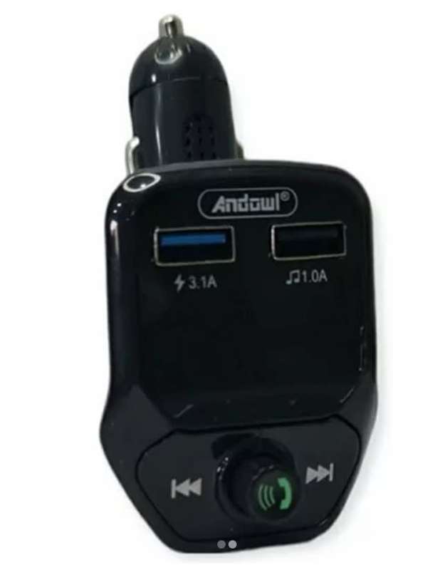 Andowl FM Car Transmitter with USB and 3.1Amp Charger, Play music via SD Card or USB