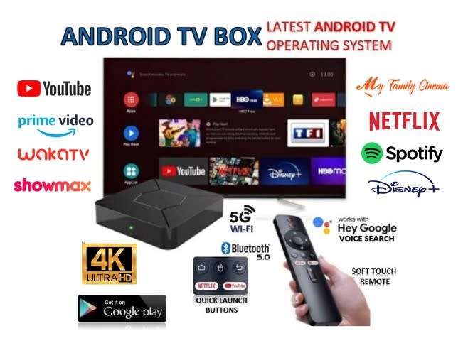 Netflix & Disney Showmax Google Certified Android 10 ATV 5Ghz Wi-Fi PLUG & PLAY QT3
