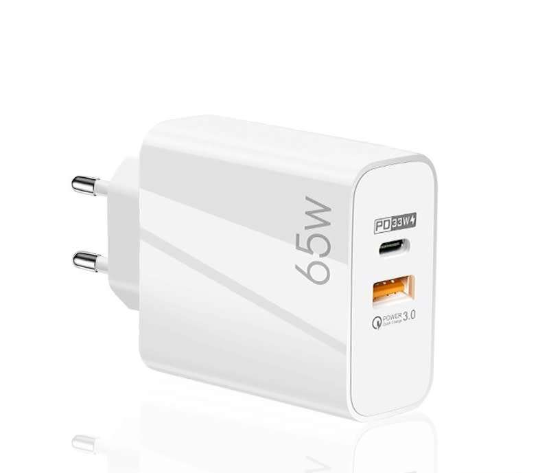 Olesson USB Wall Charger/ Adapter - 65W - 2 Port Fast Charge - USB A + C
