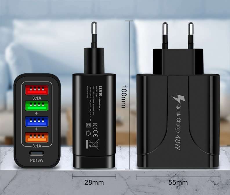 Olesson 48W USB C Charger, 5 Port USB Charger