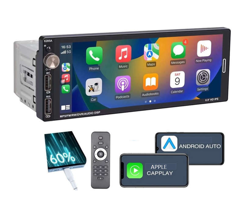 6.9 inch 1080p built in Carplay Android Auto MP5 Radio Touch screen Single Din 6.9 inch 1080p built