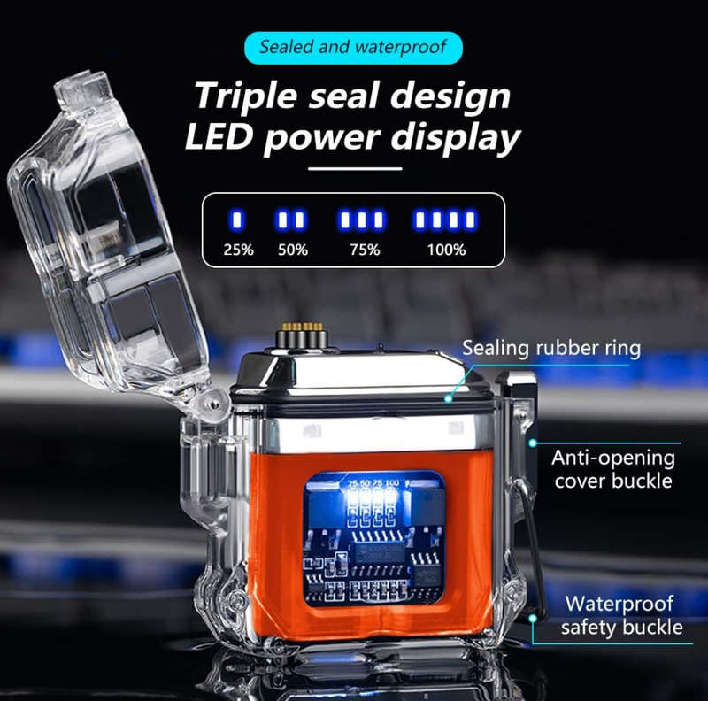 Black  SilverFlameless Plasma Electric Lighter Transparent Cool Windproof Lighter Rechargeable USB