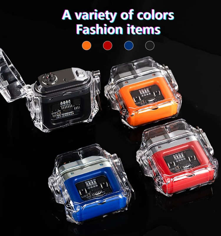 Black  SilverFlameless Plasma Electric Lighter Transparent Cool Windproof Lighter Rechargeable USB