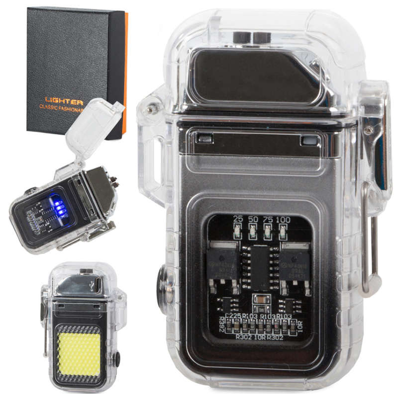 Black  SilverFlameless Plasma Electric Lighter Transparent Cool Windproof Lighter Rechargeable USB