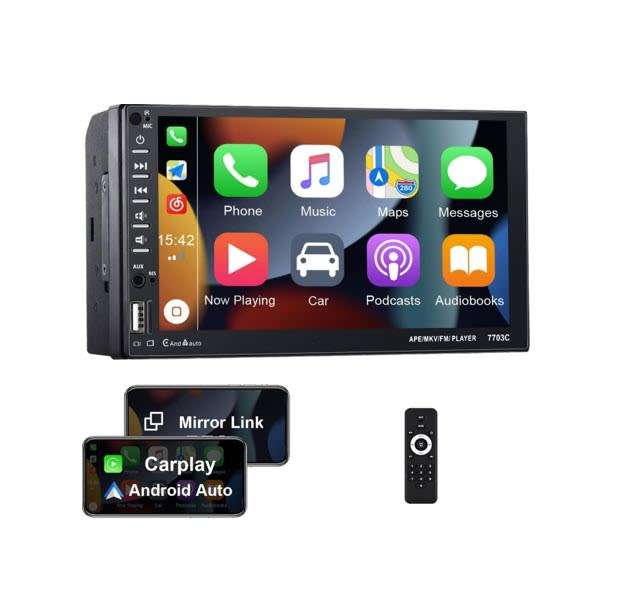 Yakcoc Android Auto/Carplay Double din 7inch HD Touch Led Screen Head unit with DVR Function