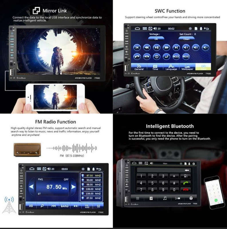 Yakcoc Android Auto/Carplay Double din 7inch HD Touch Led Screen Head unit with DVR Function