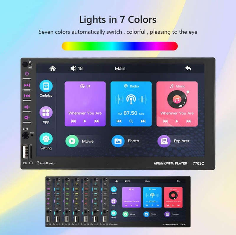 Yakcoc Android Auto/Carplay Double din 7inch HD Touch Led Screen Head unit with DVR Function