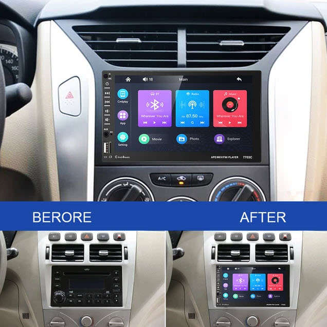 Yakcoc Android Auto/Carplay Double din 7inch HD Touch Led Screen Head unit with DVR Function